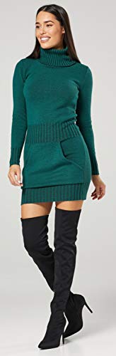 Glamour Empire. Para Mujer. Vestido de Punto Bolsillo Delantero Cuello Alto. 178 (Verde, 36-38, One Size)