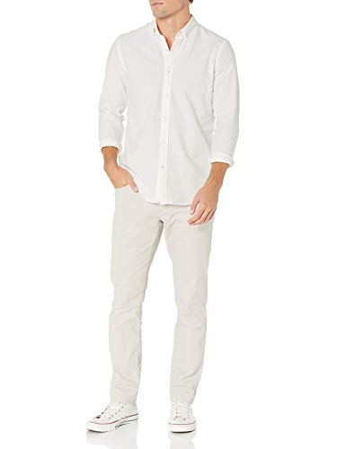 Goodthreads Slim-Fit Long-Sleeve Solid Oxford Shirt camisa, Blanco (White), Small