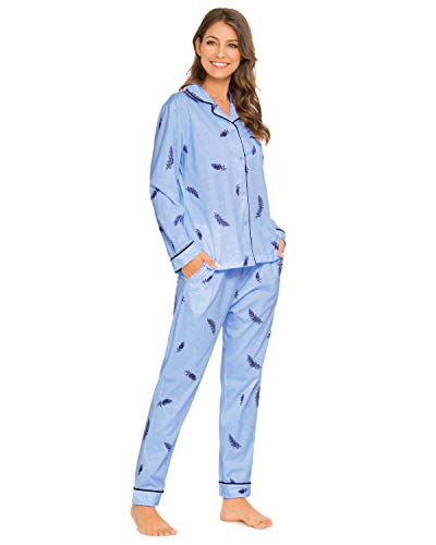 GOSO Pijama para Mujer - Pijama de Manga Larga con Botones para Mujer - Conjunto de Pijama de Manga Larga Floral para Mujer