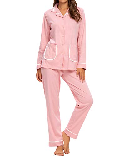 GOSO Pijama para Mujer,Pijama de Manga Larga con Botones para Mujer - Conjunto de Pijama de Manga Larga para Mujer