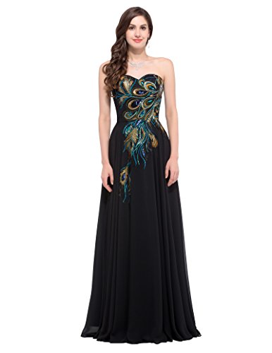 GRACE KARIN Mujer Vestido Negro Elegante para Boda Ceremonia De Vuelo Encaje Floral Precioso Maxi Talla 56