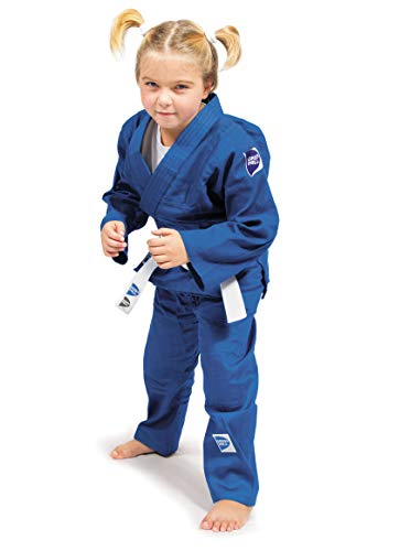 GREEN HILL JUDOGI Junior 300 g/m2 Judo GI Uniforme Blanco Azul Kimono Traje JU Jitsu Unisex (Azul, 130)