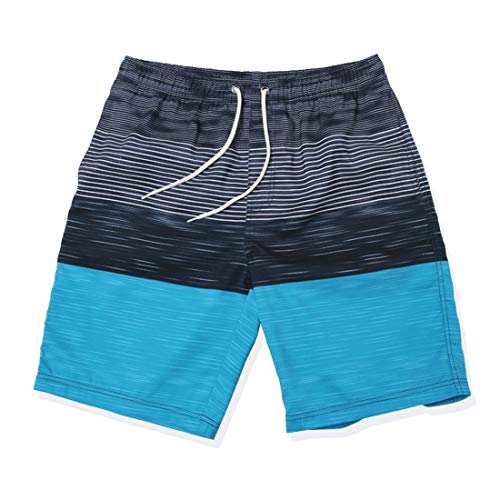 GWELL Bañador para hombre, diseño de rayas, secado rápido, para playa azul XXXL