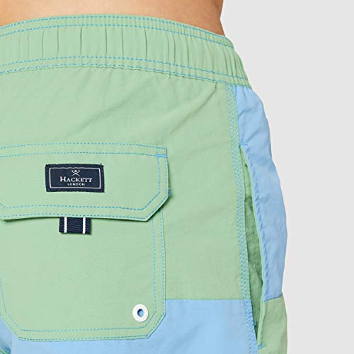 Hackett Quad Volley Pantalones Cortos, Multicolor (Green/Blue 6AM), Medium para Hombre