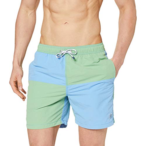 Hackett Quad Volley Pantalones Cortos, Multicolor (Green/Blue 6AM), Medium para Hombre