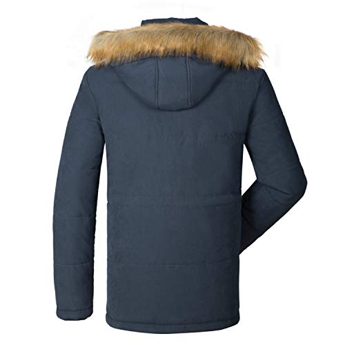 HAINES Parkas Hombre Abrigo Invierno Chaqueta Parka con Capucha Cálido Chaqueta Militar BLU XL