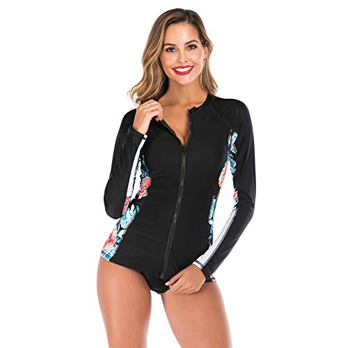 Handfly Rashguard para Mujer Rash Guard Manga Larga con Cremallera Rash Chaleco Mujer Rashguard Top Mujer Rashguard Traje de baño Traje de baño Traje de Surf Mujer