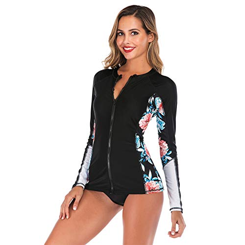 Handfly Rashguard para Mujer Rash Guard Manga Larga con Cremallera Rash Chaleco Mujer Rashguard Top Mujer Rashguard Traje de baño Traje de baño Traje de Surf Mujer