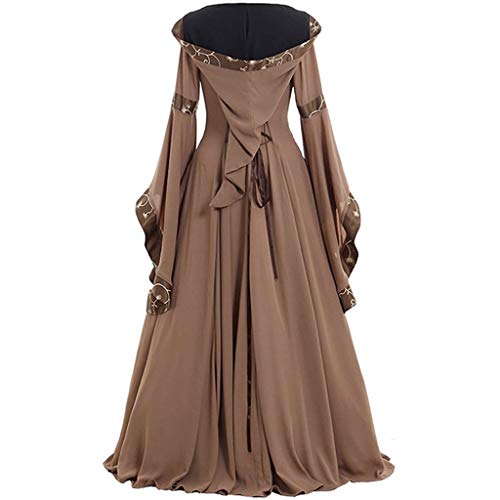 Hanomes Vestidos de Fiesta Mujer De Largo Elegantes Ancho Talla Grande Vestido de Noche Nochevieja Vestido de Cosplay Gótico Renacentista hasta el Suelo Medieval Celta Vintage para Mujer Color Sólido