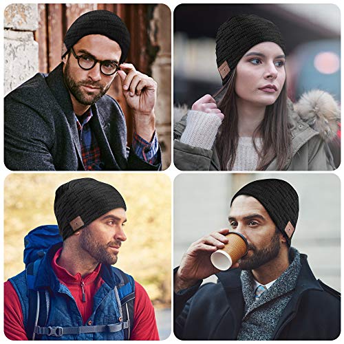 HANPURE Bluetooth Gorro Invierno Hombre Regalos Originales - Gorro con Auriculares Bluetooth 5.0, Gorro de Punto Bluetooth Inalámbrico Música HD, Hombres Mujer Regalos Tecnologicos