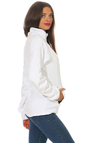 Happy Clothing Chaqueta de forro polar para mujer, para exterior, sin capucha, con cuello, color azul oscuro, negro, tallas S, M, L Blanco XXL