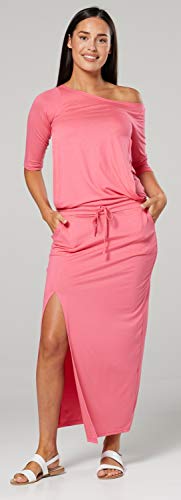 HAPPY MAMA Mujer Premama Amamantamiento Maxi Vestido Delantero Dividido 1187 (Coral, 42, XL)