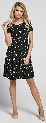 Happy Mama.para Mujer Vestido con Vuelo Premamá Manga Corta Square Neckline.084p (Negro con Estrellas, 38, M)