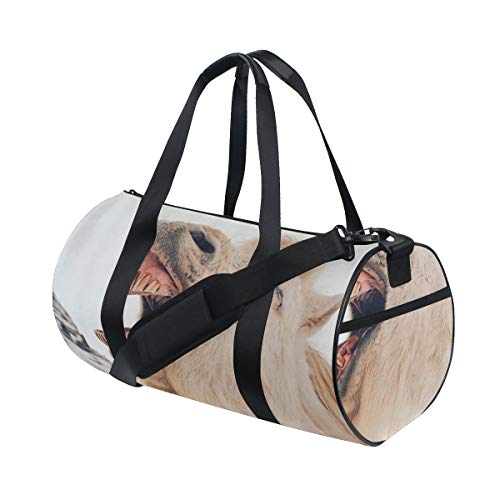 HARXISE Gracioso burro blanco culo animal en invierno nieve，Bolsa de equipaje de viaje Deporte Lienzo ligero Equipaje de fitness Bolso de tambor Desmontable