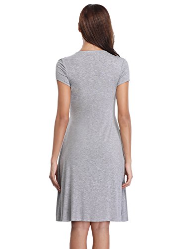 Hawiton Camisón Lactancia Pijama Embarazada Algodón Ropa para Dormir Premamá Manga Corta Hospital Verano (Medium, Gris)