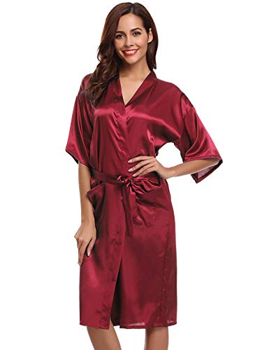Sykooria Women's Dressing Gown, 2 Pieces Silk Satin Short Kimono Robe  Pajama Dress Lace Lingerie Set Bathrobe Nightgown(Pink,M) – King Lingerie