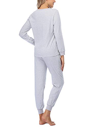 Hawiton Pijamas Mujer Invierno Manga Larga Conjunto de Pijama para Mujer Algodón Ropa de Casa Mujer Largo Pantalon Camiseta Dos Piezas