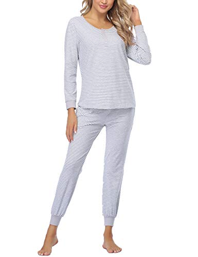 Hawiton Pijamas Mujer Invierno Manga Larga Conjunto de Pijama para Mujer Algodón Ropa de Casa Mujer Largo Pantalon Camiseta Dos Piezas