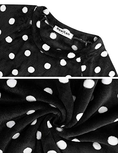 Hawiton Pijamas Mujer Invierno Polar Pijama de Manga Larga Franela Conjunto de Pijama para Mujer Ropa de Casa 2 Piezas