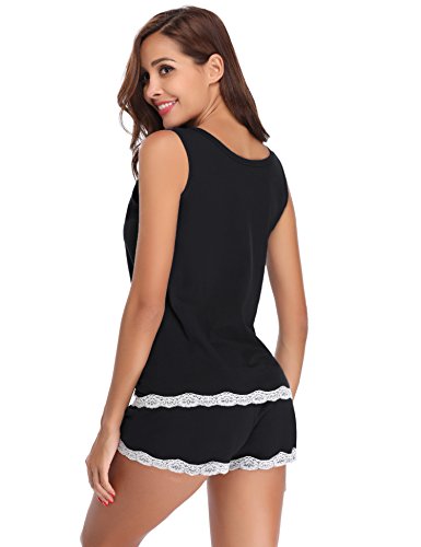 Hawiton Pijamas Mujer Verano Manga Corta Conjunto de Pijama para Mujer 2 Piezas de Ropa de Dormir Algodón Suave Loungewear