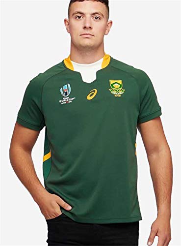 HBRE Rugby Jersey,2019 Cotton Jersey T-Shirt,Camiseta De Rugby SudáFrica,Camiseta De FúTbol Local,Manga Corta Deportiva De Secado RáPido,Ropa Deportiva De FúTbol, S-3xl,Green,L