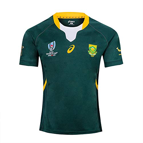 HBRE Rugby Jersey,2019 Cotton Jersey T-Shirt,Camiseta De Rugby SudáFrica,Camiseta De FúTbol Local,Manga Corta Deportiva De Secado RáPido,Ropa Deportiva De FúTbol, S-3xl,Green,L