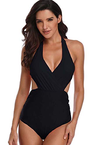 heekpek Mujer Halter Traje de Baño de Una Pieza V-Cuello Top Bikini Push Up Bañador Monokinis Sexy Swimwear Tankinis Talla Grande Ropa de Baño Bikinis