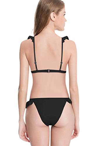 heekpek Traje de Baño Mujer Bikini Sexy con Cuello en V con Volantes Bañador Mujer Dos Piezas Moda de Playa Bikinis Brasileños