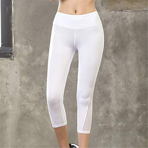 Heiguonvshi Mujer 3/4 Leggins Cintura Alta Mesh Yoga Fitness Medias Push Up Pantalones Deportivos Elásticos Gym Pilates Leggings XL