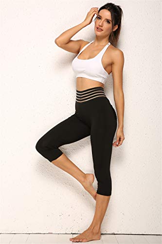 Heiguonvshi Mujer 3/4 Leggins Cintura Alta Yoga Fitness Medias con Bolsillos Push Up Pantalones Deportivos Elásticos Gym Pilates Leggings XL