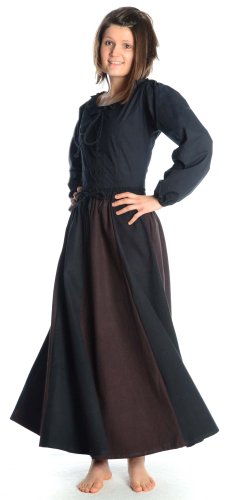 Hemad Falda Medieval de algodón para Mujer – S/M Negro & Marrón