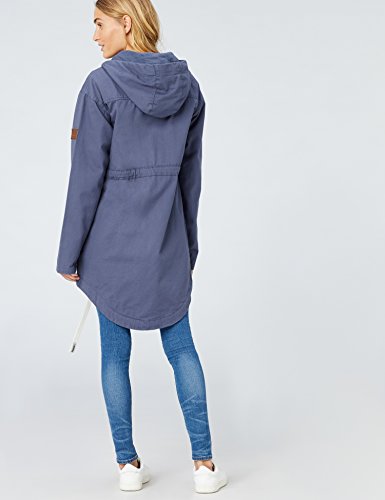 HIKARO Chaqueta Ligera Estilo Parka con Capucha Mujer, Azul (Denim), 36 (Talla del fabricante: X-Small)