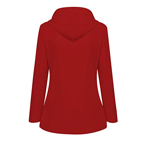 HULKY Chubasquero Mujer Impermeable Chaquetas Deportivo Invierno Abrigo con Capucha Rompevientos Secado Rápido Tops Montañismo Cardigan Outwear Casual Tallas Grandes(Rojo,M)