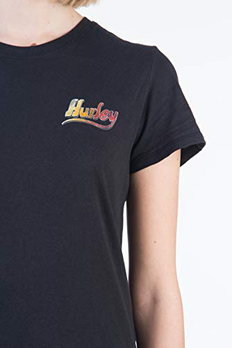 Hurley W Retro Beach Perf SS Crew Camiseta, Mujer, Black, XS