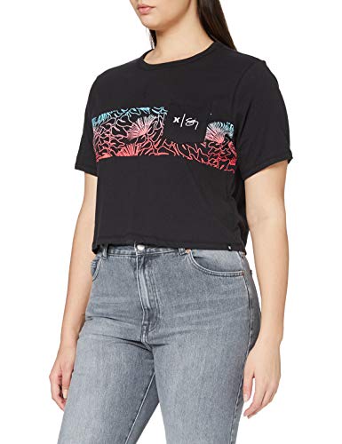 Hurley W Sig Zane Crop Pkt Crew SS T-Shirt, Mujer, Black, (36 ES/38 ES) Small