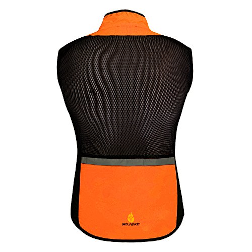 HYSENM Chaleco sin mangas para ciclismo y bicicleta de montaña con logo Tour de France [Cortavientos + Transpirable + Reflectante] Poliéster Extra grande naranja