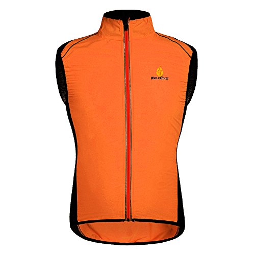 HYSENM Chaleco sin mangas para ciclismo y bicicleta de montaña con logo Tour de France [Cortavientos + Transpirable + Reflectante] Poliéster Extra grande naranja