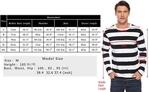 iClosam Camiseta para Hombre Rayas Cuello Redondo Camisa Top Blusa (#2black White Stripe, XL)