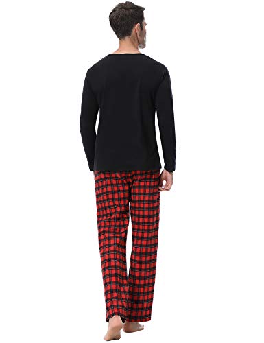 iClosam Pijama Hombre Algodón Invierno,Pijamas Cuadros Largos Ropa de Dormir Casual Suave y Cómodo Talla Grande S-XXL