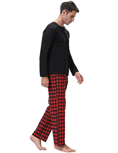 iClosam Pijama Hombre Algodón Invierno,Pijamas Cuadros Largos Ropa de Dormir Casual Suave y Cómodo Talla Grande S-XXL