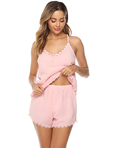 iClosam Pijamas Mujer Tirantes Verano Corto Set,Camiseta de Tirantes y Short Ropa de Dormir Sexy y Comodo