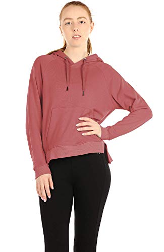 icyzone Sudaderas con capucha para mujer – Sudaderas atléticas de ejercicio de manga larga con bolsillo canguro - rosa - M