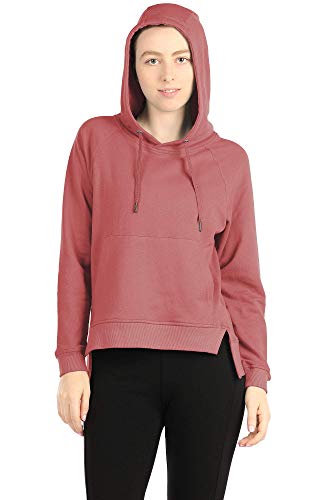 icyzone Sudaderas con capucha para mujer – Sudaderas atléticas de ejercicio de manga larga con bolsillo canguro - rosa - M