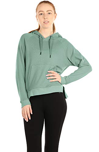 icyzone Sudaderas con capucha para mujer – Sudaderas atléticas de ejercicio de manga larga con bolsillo canguro - verde - M