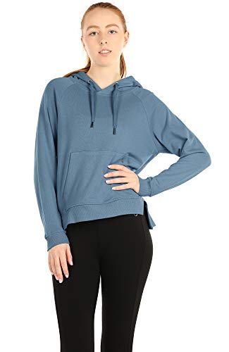 icyzone Sudaderas con Capucha para Mujer – Sudaderas atléticas de Entrenamiento de Manga Larga con Bolsillo Canguro - Azul - X-Large