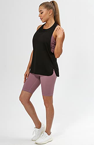 icyzone Sueltas y Ocio Camiseta sin Mangas Camiseta de Fitness Deportiva de Tirantes para Mujer (S, Negro)