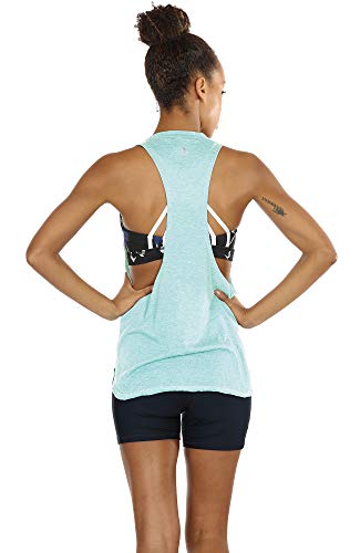 icyzone Sueltas y Ocio Camiseta sin Mangas Camiseta de Fitness Deportiva de Tirantes para Mujer(Paquete de 3) (M, Carboncillo/Pearl Blush/Aqua)