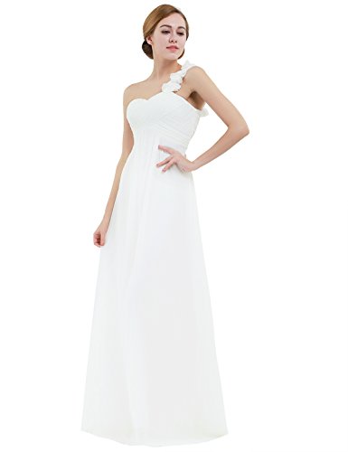 IEFIEL Vestido Largo de Fiesta para Mujer Vestido Elegante de Dama de Honor Vestido Cóctel Un Hombro Descubierto para Ceremonias Gala Blanco 38