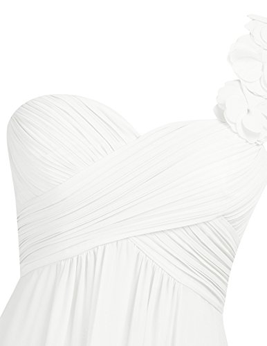 IEFIEL Vestido Largo de Fiesta para Mujer Vestido Elegante de Dama de Honor Vestido Cóctel Un Hombro Descubierto para Ceremonias Gala Blanco 38