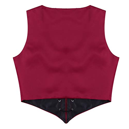 iiniim Corsé Medieval Vintage con Tirantes Cordones Retro Mujer Chaleco Hebilla Vintage Atractivas Corset Reversible Corpiño Chaleco Sexy Top RetroTraje de Halloween para Chicas Vino Tinto Medium